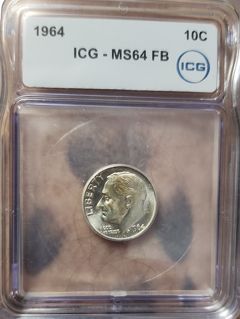 Certified 1964 Roosevelt Dime ICG MS64 FB